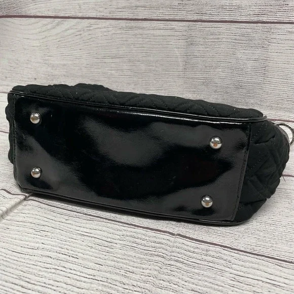 Vera Bradley Black Quilted Microfiber Shoulder Bag with Patented Leather Strap - Picture 9 of 14